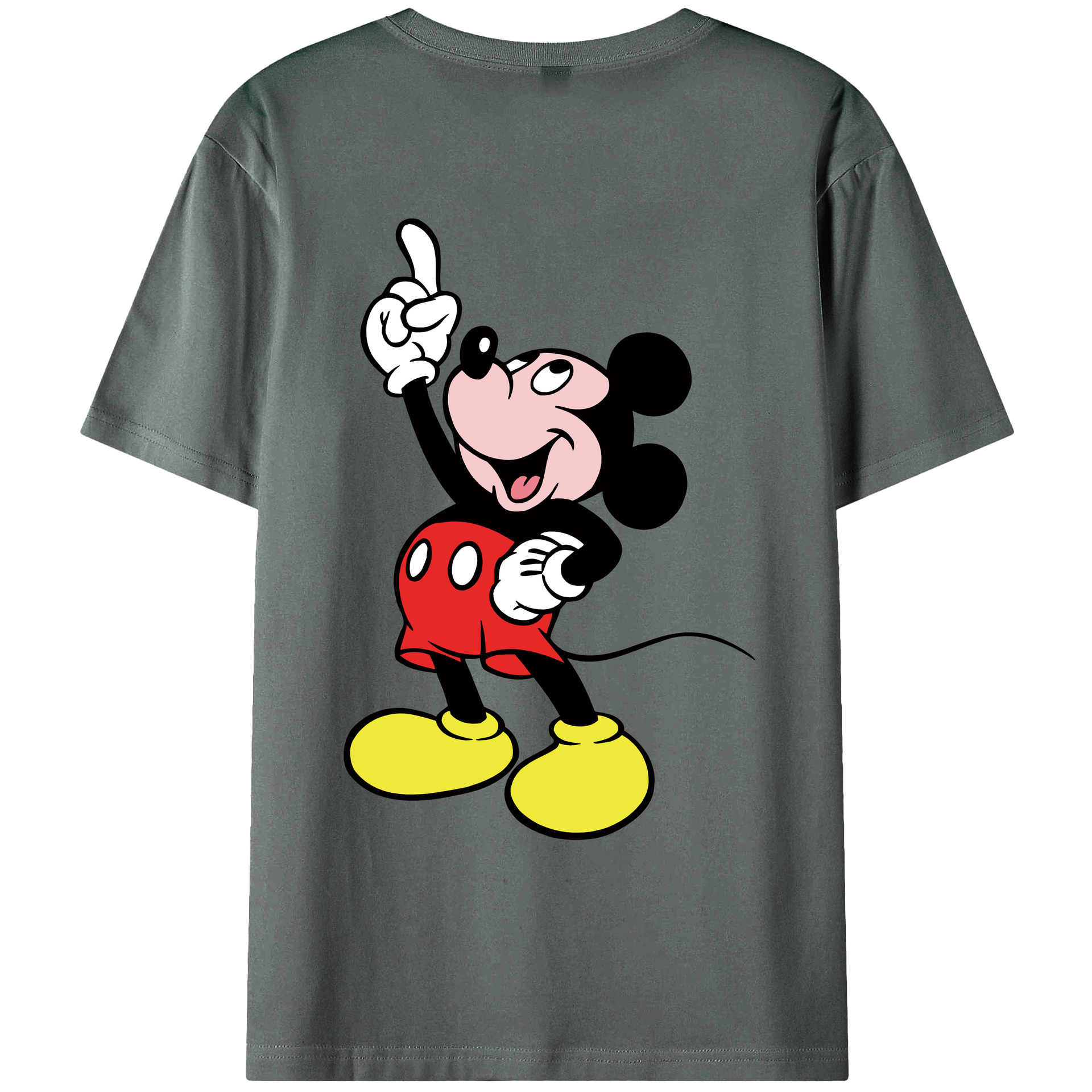 ミッキーマウス Mickey Mouse 綿100％ メンズ半袖Tシャツ（バックプリント） 通気性